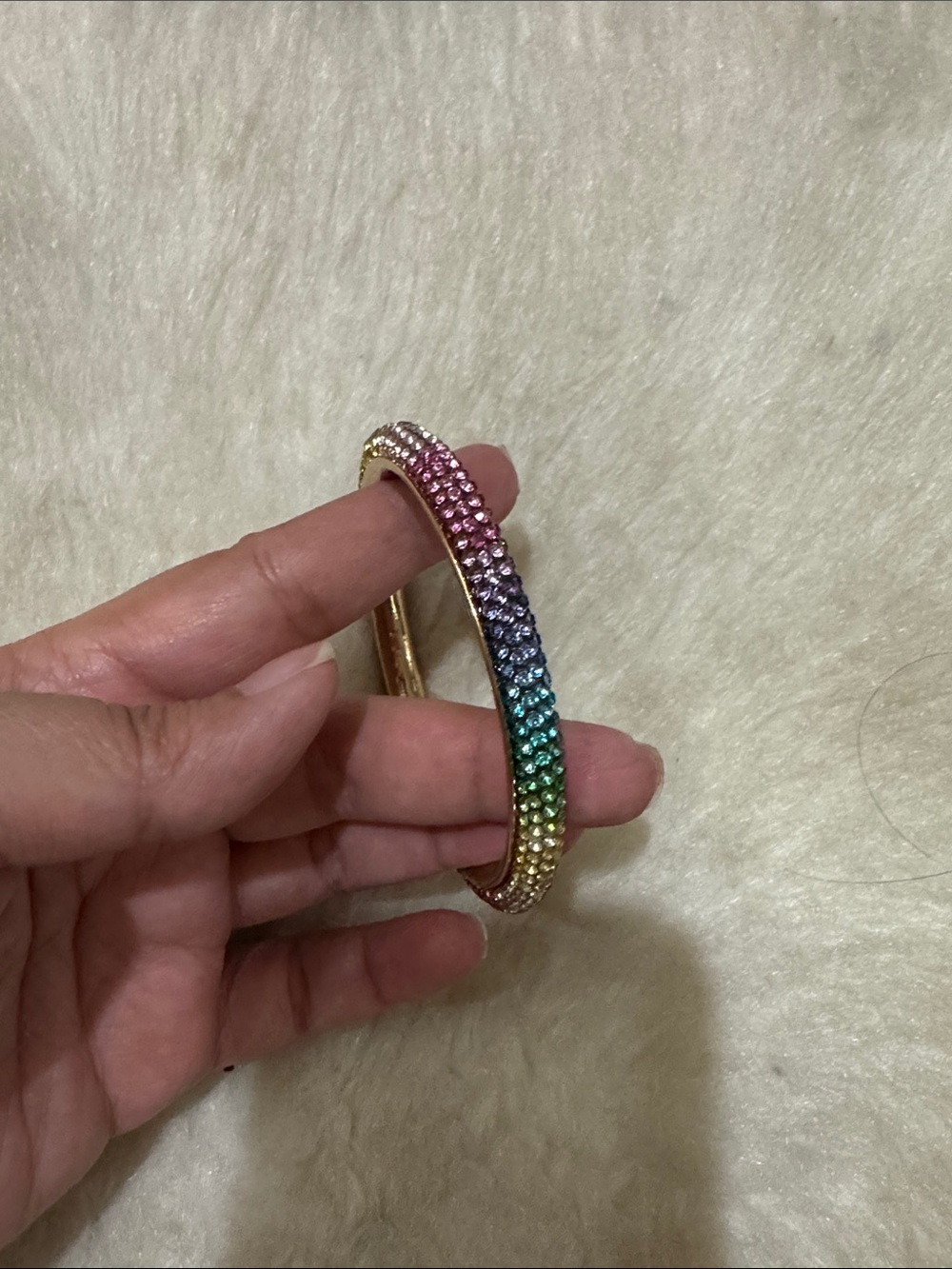 Napier Gold-Tone Rainbow Crystal Bangle Bracelet